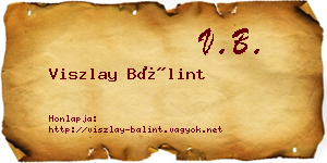 Viszlay Bálint névjegykártya